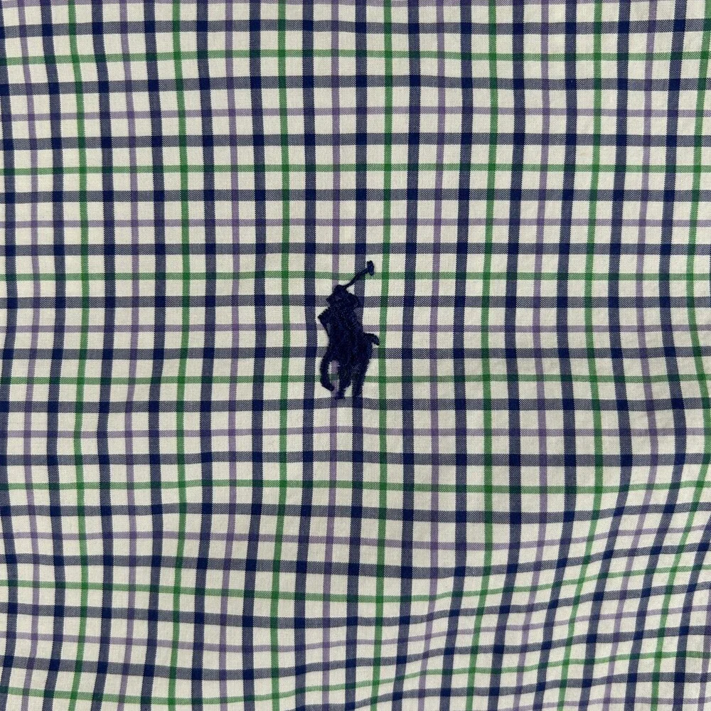 Polo Ralph Lauren Shirt Mens Large Blue Green Check Long Sleeve Button Down